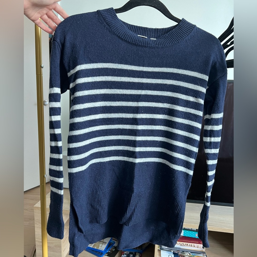 Blue and white striped Gap sweater